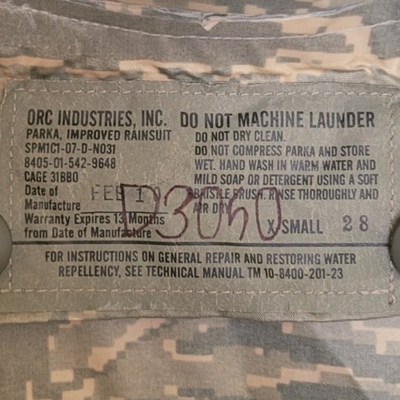 ORC Military Improved Parka Hooded Jacket Camouflage Men's Size XS - Picture 10 of 10